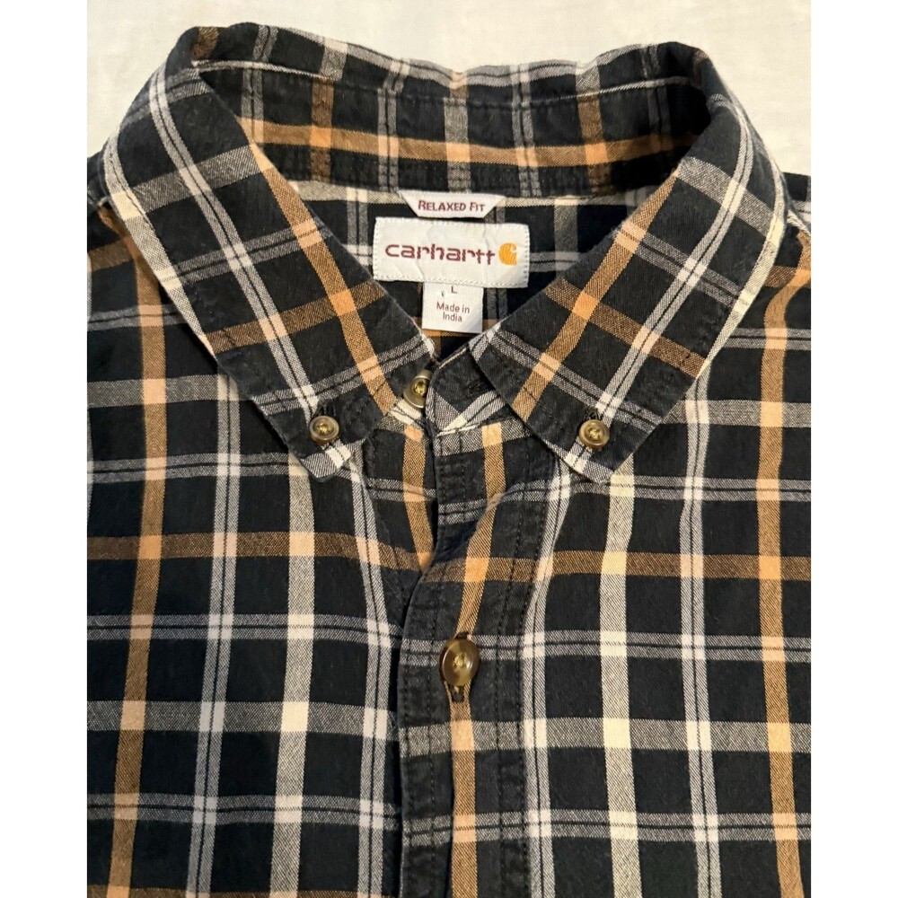 Mens Carhartt L/S Shirt Relaxed Fit 102817 Workwear Sz Large All Cotton